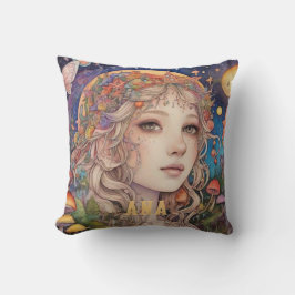 Almofada Menina de fantasia mística - Magia personalizada