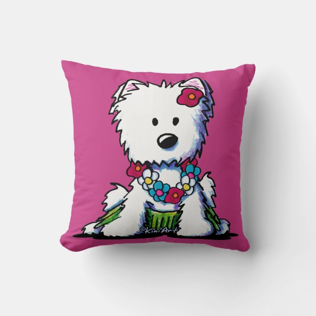 Almofada Menina de KiniArt Westie Hula (Frente)