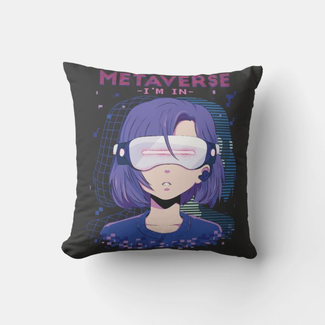 Almofada Menina do anime óculos de realidade virtual Almofa (Frente)