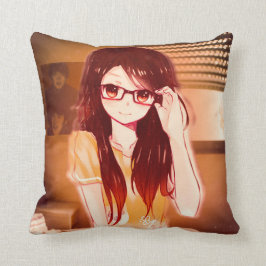 Almofada Menina do travesseiro em seu quarto ocasional