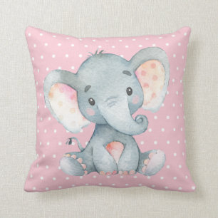 Almofada Menina Elefante Rosa e Cinza