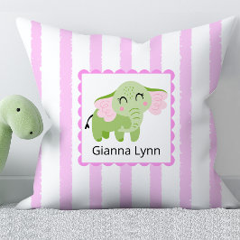 Almofada Menina Elefante Rosa Monograma