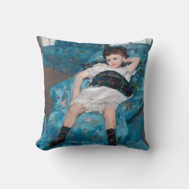 Almofada Menina em uma cadeira azul, Cassatt (Frente)