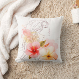Almofada Menina fecha os olhos com flor vermelha