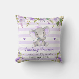 Almofada Menina Floral Roxa Elefante Berçário Lilás Lavanda