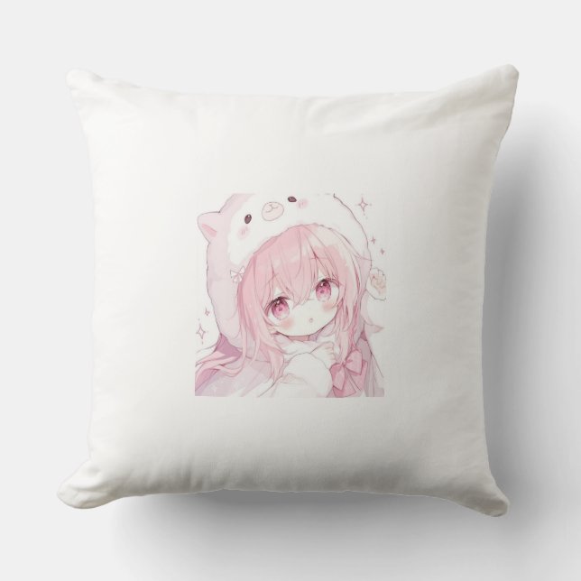 Almofada Menina Fofa em Estilo de Anime (Frente)