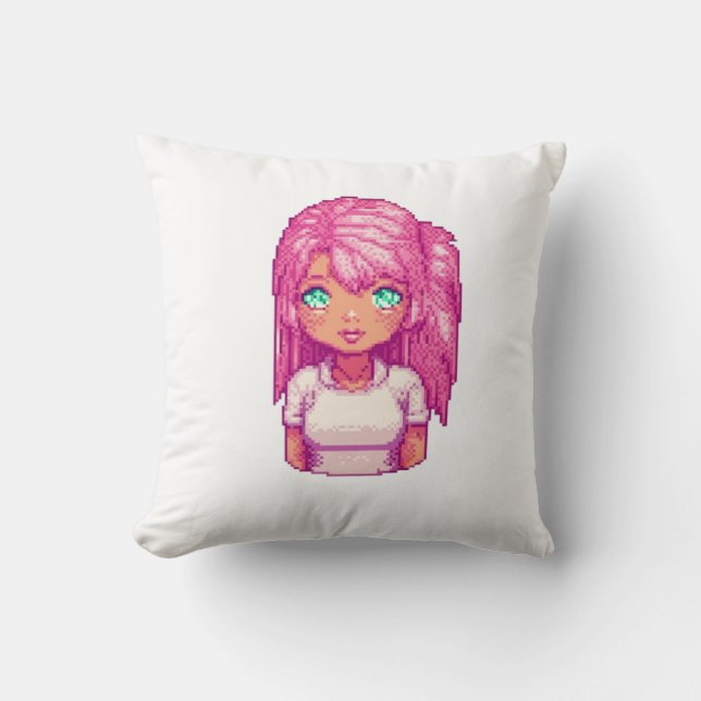 Almofada Menina fofa rosa (Frente)