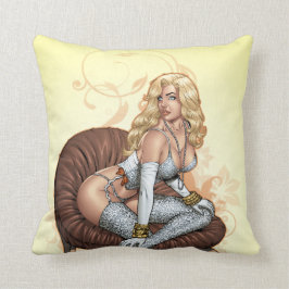 Almofada Menina loura do Pinup na lingerie pelo Al Rio