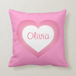 Almofada Menina Menina rosa e coração branco