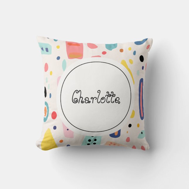 Almofada Menina Nome Cutie Aquarela Boho Personalizada  (Frente)
