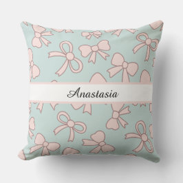 Almofada Menina Personalizada Cute Lindo Laço Nome Azul Ros