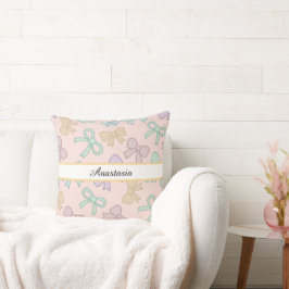 Almofada Menina Personalizada Lindo Arco Misto Nome Rosa Mi
