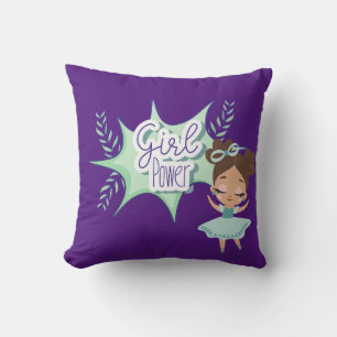 Almofada Menina, poder feminino, verde e roxo