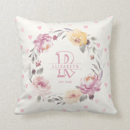 Almofada Menina recém-nascida personalizou o monograma de K