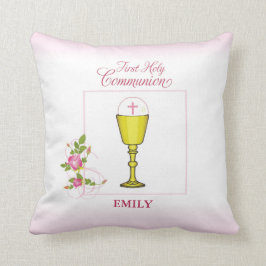 Almofada Menina Rosa Primeira Comunhão Sagrada, Chalice, An