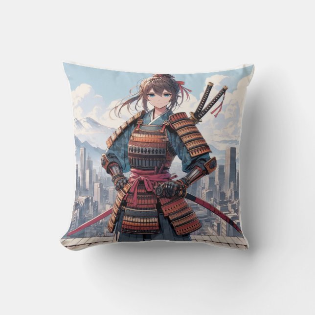 Almofada Menina Samurai: Lâmina de Honra (Frente)