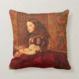 Almofada Menina Vintage Vitoriana de Vestido Vermelho