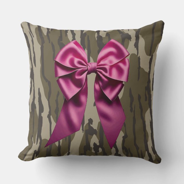 Almofada Meninas Camo Laço Rosa Camuflagem Fundo (Frente)