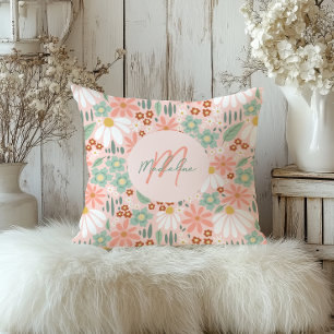 Almofada Meninas Chic Rosa Margarida Flor Silvestre Floral