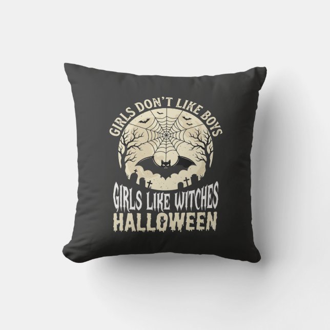 Almofada Meninas Como Bruxas Desenho de Morcego de Hallowee (Frente)