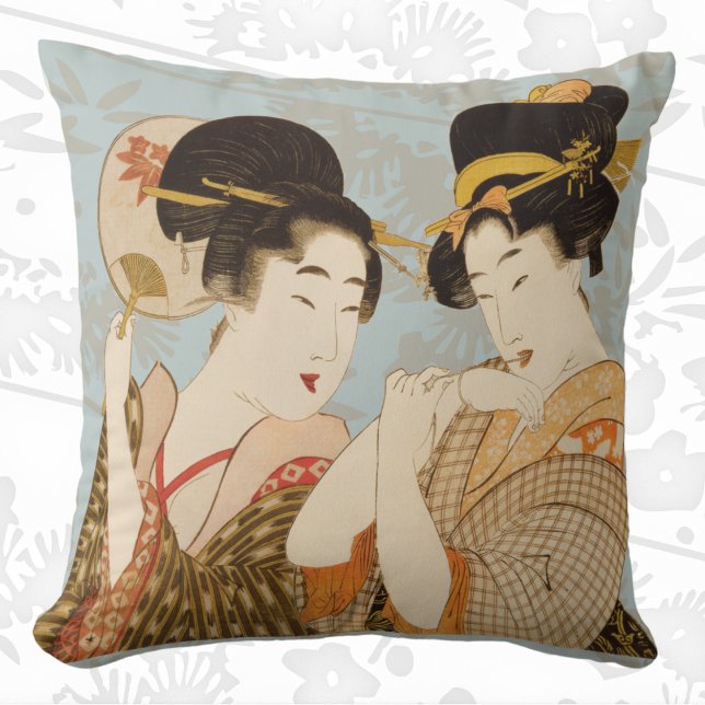 Almofada Meninas Geishas Japonesas Vintage em Kimonos (Criador carregado)