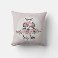 Meninas Lindas Flores Aquarela Panda e Nome