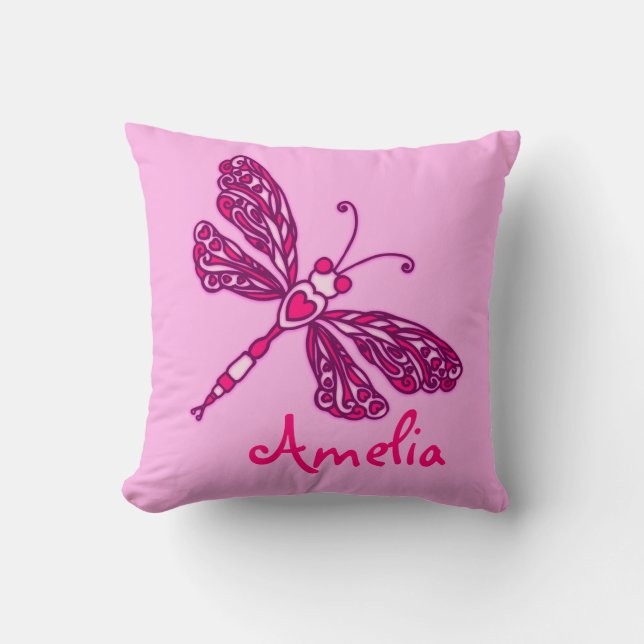 Almofada Meninas rosa adicionam seu nome travesseiro de alm (Frente)