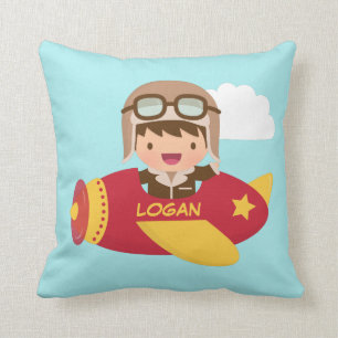 Almofada Menino Aviador Fofo Decoração Quarto Infantil Aviã
