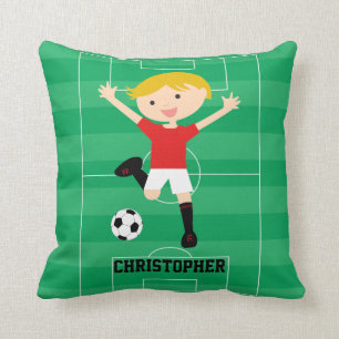 Almofada Menino customizável 1 do futebol vermelho e branc