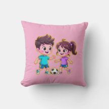 Menino e Menina de Desenho Animado Fofo Jogando Fu