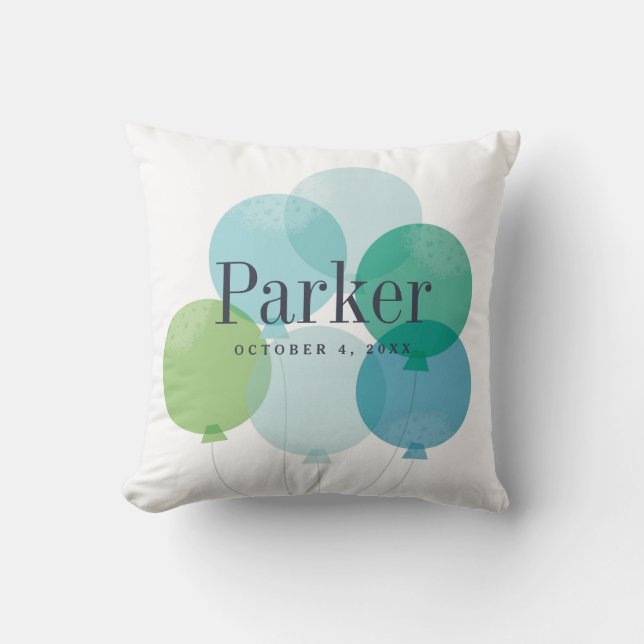 Almofada Meninos Modernos Blue Balloon Bunch Rainbow Kids (Frente)