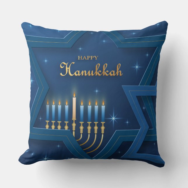 Almofada Menorah e a Estrela de David Hanukkah (Frente)