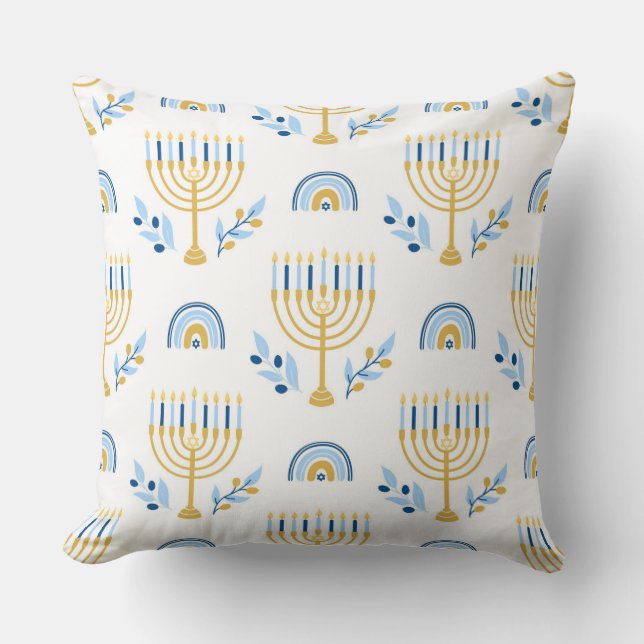 Almofada Menorahs e a Estrela de David Hanukkah Padrão (Frente)