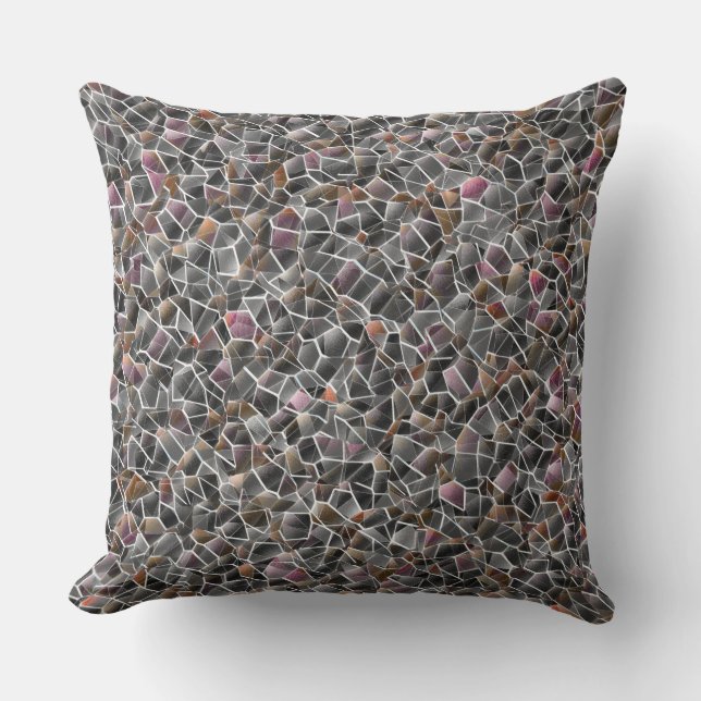 Almofada Mensagem de salmão bruto e mosaico irregular de ci (Frente)