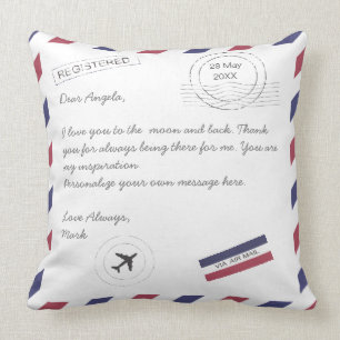 Almofada Mensagem personalizada Carta de Correio Aéreo