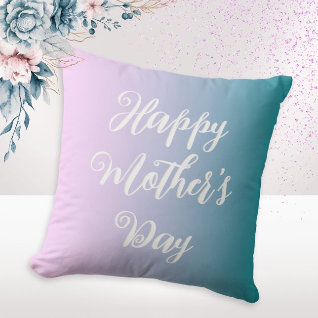 Almofada Mensagem Personalizada de Dia de as mães Bonito do (An ombre pillow for Mother's Day, with Happy Mother's Day on the front and your words on the back)