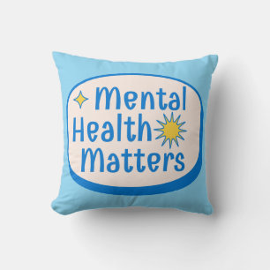 Almofada Mental Health Matters Quote - Modern Blue & Yellow