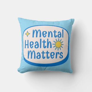 Almofada Mental Health Matters Quote - Modern Blue & Yellow