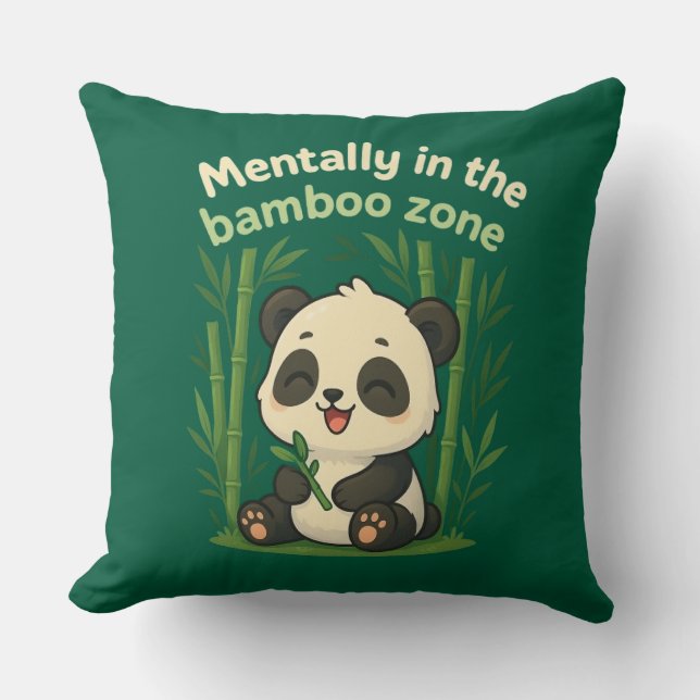 Almofada Mentally in the Bamboo Zone – Cute Panda Throw Pil (Frente)