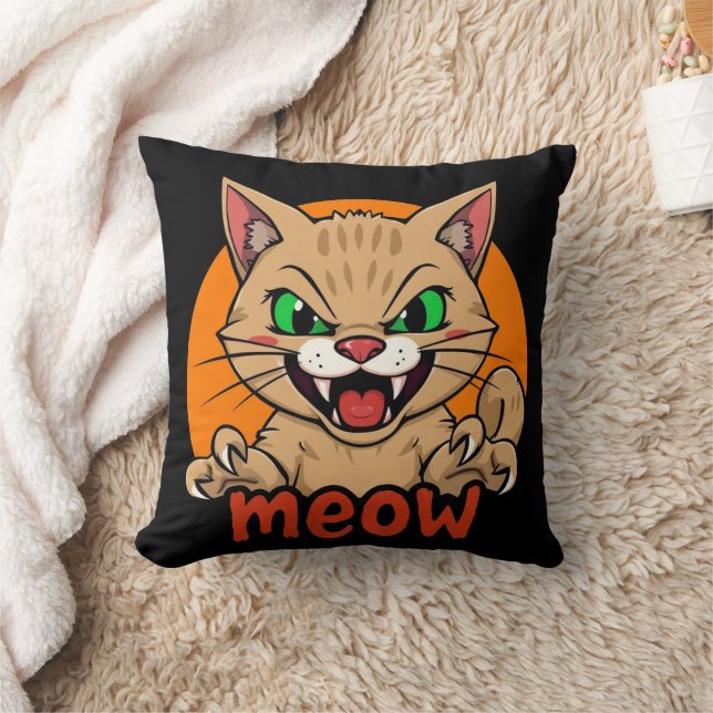 Almofada "Meow Assustador: O Gato Feroz" (Cobertor)