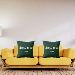 Almofada Meow É A Época Engraçada, Retro Animal Bonito Verd