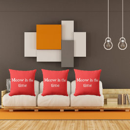 Almofada Meow É O Tempo Engraçado Retro Animal Cugado Red