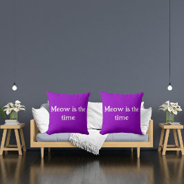 Almofada Meow É O Tempo Engraçado Retro Roxo De Animais