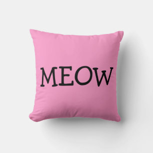 Almofada MEOW, Travesseiro decorativo de algodão, rosa