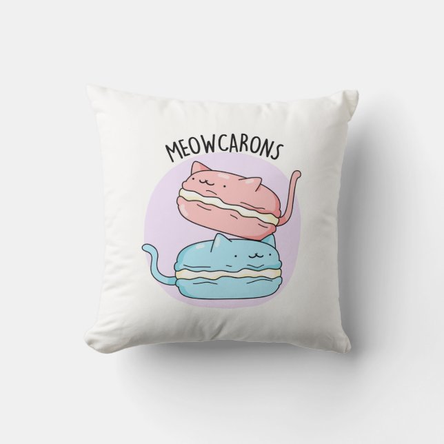 Almofada Meowcarons Funny Macaron Pun (Frente)