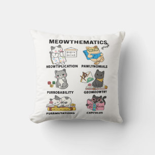 Almofada Meowtemática Piadas Matemáticas de Gatos para Aman