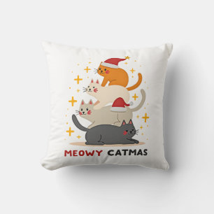 Almofada Meowy Catmas Gato Árvore de Natal Natal (2)