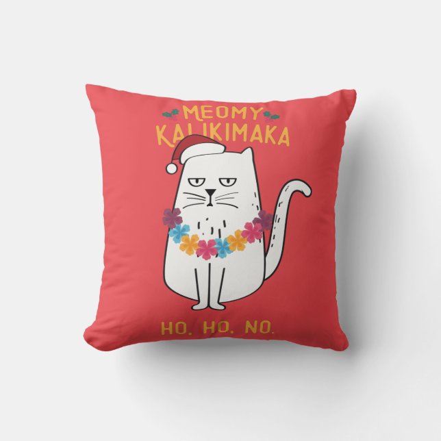 Almofada Meowy Kalikimaka Engraçado Natal (Frente)