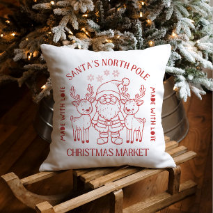 Almofada Mercado de Natal de Papai Noel e Rena Feito Com Am