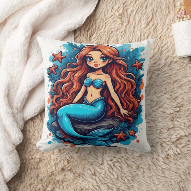 Almofada mermaid Watercolor (Cobertor)